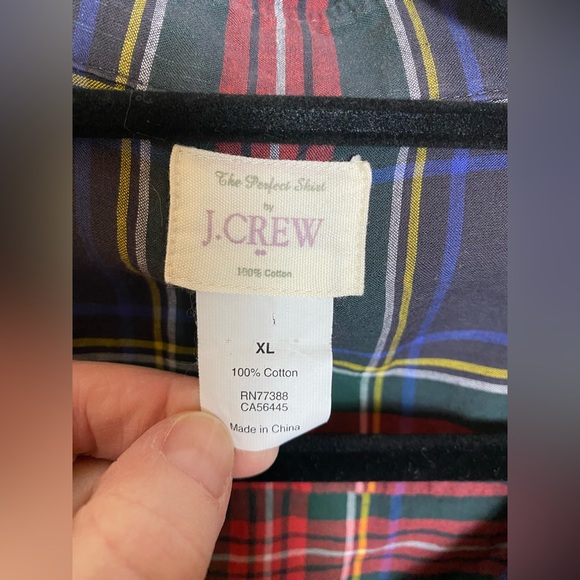 J. Crew Perfect Shirt Plaid Button down Tartan 100% Cotton Womens XL - Picture 4 of 10